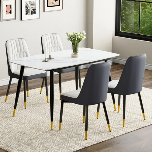 Vista 85 de Juego de 4 mesas de comedor negras para mesa de comedor de 4,50 pulgadas para 4, sillas de cocina de piedra sinterizada, fácil de montar, adecuado