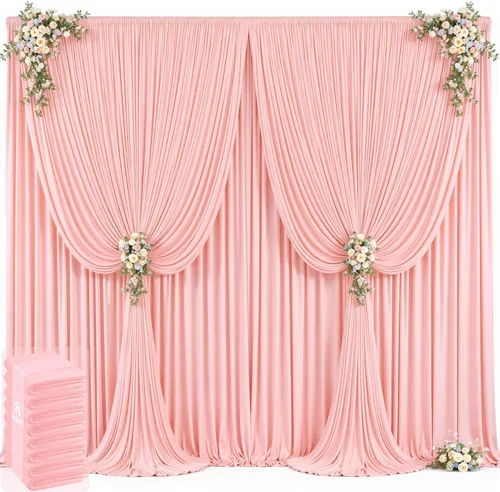 Vista 33 de 20 pies x 12 pies Cortinas de Telón de Fondo Azul Bebé Sin Arrugas para Bodas y Fiestas, Telón de Fondo de Tela Azul, Cortinas para Bodas