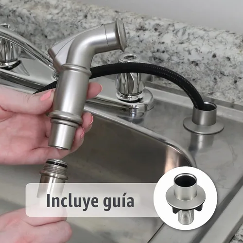 Vista 2 de DANCO - Spray lateral para fregadero de cocina con guía, níquel cepillado, paquete de 1 (10335)