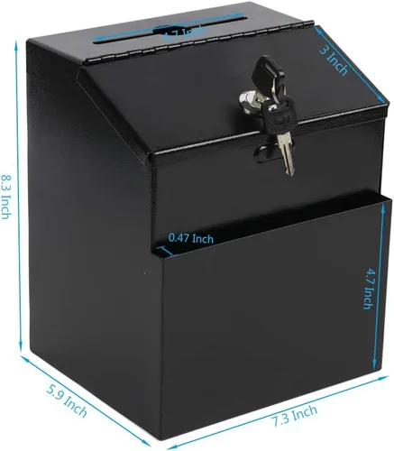 Vista 8 de KYODOLED Buzón de montaje en pared, buzón de correo de gran capacidad, caja de sugerencias de metal con cerradura, caja de papeletas con 50 tarjetas
