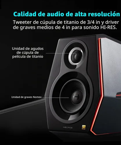 Vista 6 de HECATE G5000 Altavoces Bluetooth para juegos de computadora, altavoces de escritorio inalámbricos de audio de alta resolución, 88 W RMS alimentado
