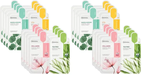 Vista 8 de Mediheal Oficial Mejor Máscara de Hoja Coreana - Máscara Facial Esencial de Colágeno y Árbol del Té, 20 Hojas, Lifting, Reafirmante, Calmante