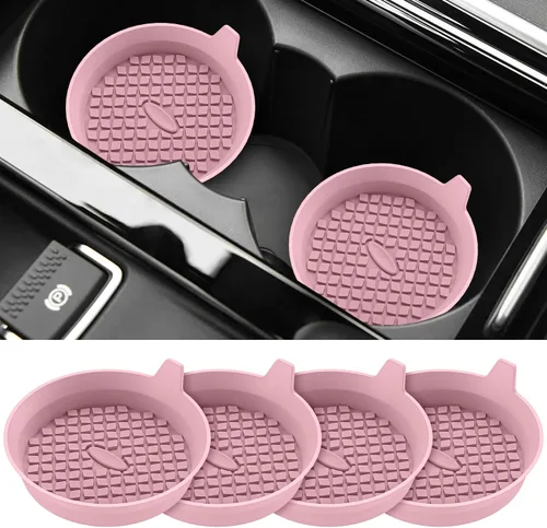 Vista 8 de ME.FAN Posavasos para Portavasos de Coche [Paquete de 4] Alfombrillas de Silicona para Tazas, Accesorios Interiores Universales Antideslizantes