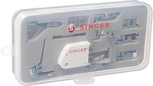 Vista 2 de SINGER - Kit de accesorios de máquina de coser, incluye 9 prensatelas, aguja doble y estuche. Nueve accesorios de costura, máquinas multifunción
