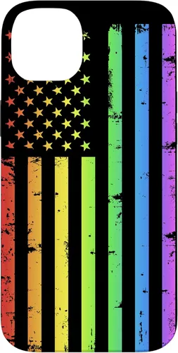 Vista 15 de Funda LGBT para iPhone 17 con diseño de bandera estadounidense arcoíris