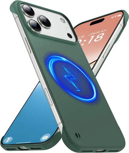 Vista 32 de GRECAZO - Funda magnética delgada sin marco para iPhone 17 Pro Max, color azul