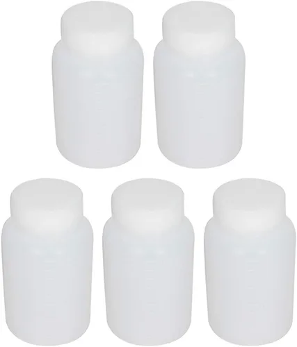 Vista 10 de Bettomshin 1 botella de plástico PE de 3.4 fl oz (grado alimenticio), botella de reactivo de laboratorio de boca ancha, recipiente de almacenamiento