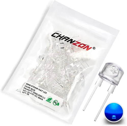 Vista 9 de CHANZON 50 unids 0.315 in blanco LED diodo luces (sombrero de paja transparente transparente DC 3V 250mA) iluminación brillante bombillas lámparas