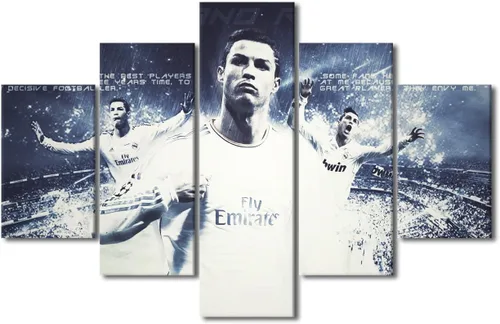 Vista 15 de TUMOVO Lienzo decorativo para pared, cuadro de Cristiano Ronaldo, cuadros de club de fútbol, impresiones en lienzo, póster de arte de pared, arte