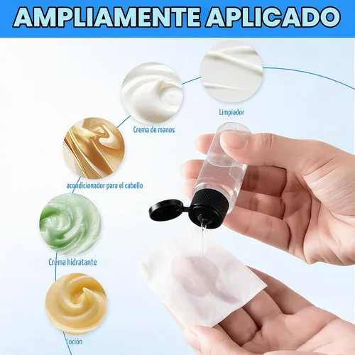 Vista 4 de 30 botellas de muestra de plástico transparente reutilizables vacías de 0.5 fl oz 0.51 oz con tapa abatible negra, frasco de viaje, recipiente