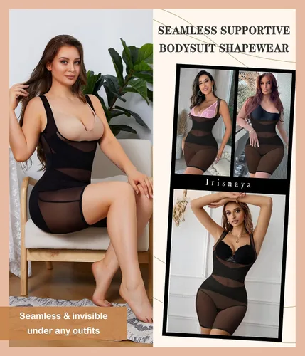 Vista 5 de Irisnaya Faja Faja Shapewear Body con control de abdomen, sin costuras, moldeador de cuerpo de alta cintura, levantador de glúteos, pantalones