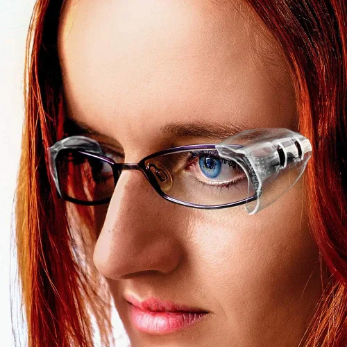 Vista 7 de Korty 3/6/10 pares de protectores laterales para lentes, flexibles, se deslizan en los laterales, para lentes de seguridad, se adaptan a lentes