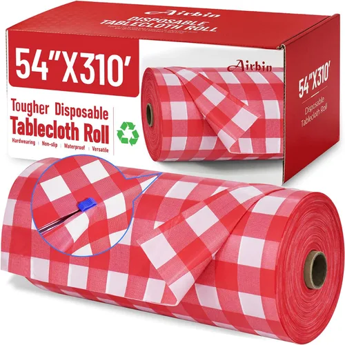 Vista 25 de Mantel de plástico, 110 pies x 54 pulgadas en rollo desechable de plástico