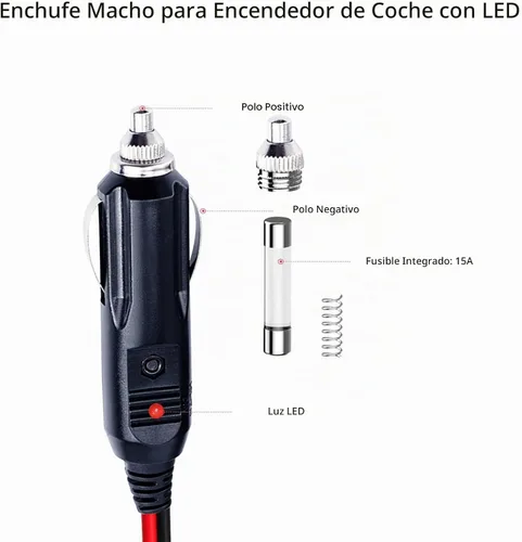 Vista 2 de Cable de extensión para encendedor de cigarrillos de 26 pies – 26 pies 12 V/24 V macho a enchufe hembra adaptador de enchufe 14AWG cable