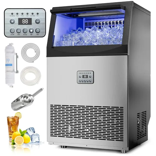 Vista 10 de Máquina comercial para hacer hielo, 80 libras/24 horas, máquina de hielo transparente con almacenamiento de 33 libras, debajo del mostrador