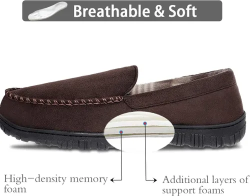 Vista 3 de shoeslocker Pantuflas para hombre de microgamuza mocasín con espuma viscoelástica zapatos para casa