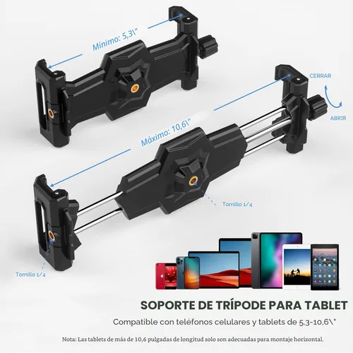 Vista 2 de KDD Adaptador de trípode para iPad y teléfono con cabeza esférica, soporte para iPad para trípode, soporte giratorio de 360 grados para tableta