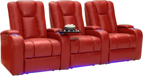 Vista 11 de Seatcraft Serenity - Asiento de cine en casa, fila negra de 3 Negro