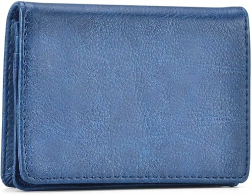 Vista 5 de XEYOU Funda para tarjetas de crédito para mujer, con bolsillo frontal para mujer, Azul profundo, Moderno