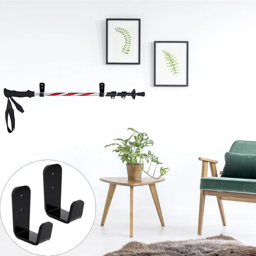 Vista 7 de BESPORTBLE 6 juegos de hockey stick estante estante de pared montado en la pared perchero estante titulares de caña de pescar soporte de palo