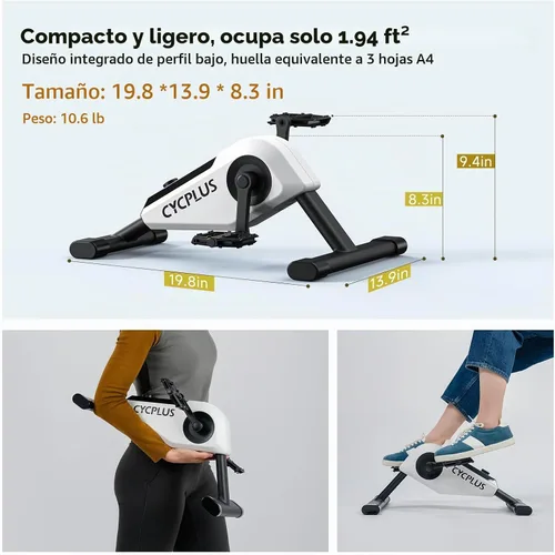 Vista 5 de CYCPLUS Mini ejercitador de pedal DC1, motor sin escobillas autoalimentado de 160 W, modo ERG y sincronización de aplicaciones, resistencia