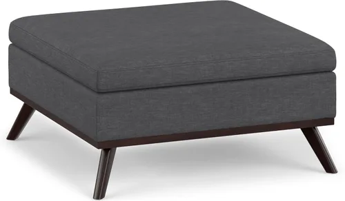 Vista 25 de SIMPLIHOME Owen - Otomana cuadrada con aspecto de lino de 36 pulgadas de Natural