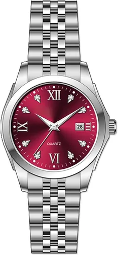 Vista 6 de Reloj de pulsera para mujer, reloj de cuarzo de acero inoxidable, luminoso, impermeable, reloj de negocios para mujer