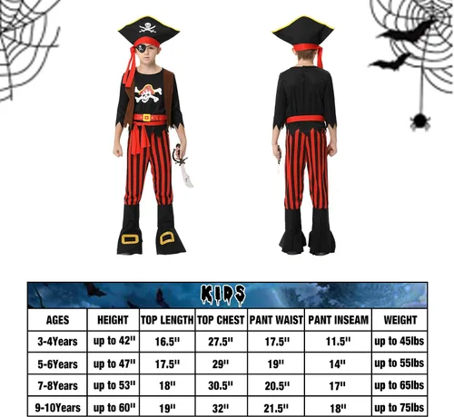 Vista 7 de Pirate Costume for Kids Pirate Role Play Halloween Pirate Dress UP