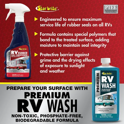 Vista 5 de STAR BRITE Acondicionador Premium de Sellos de Goma para RV - Evita que los Sellos Deslizantes se Peguen y se Agrieten, 16 Fl Oz (paquete de 1), Goma
