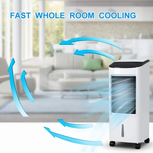 Vista 4 de Enfriador evaporativo de 29 pulgadas, ventilador de refrigeración portátil 3 en 1 con humidificador, control remoto, 2 paquetes de hielo y tanque