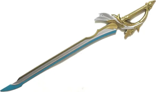 Vista 2 de Espada de espuma de fantasía de 40 pulgadas Aquila Favonia azul, dorado y plateado espuma de alta densidad para cosplay y colección Genshin Impact