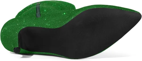 Vista 5 de Allegra K Botas altas con punta puntiaguda y purpurina para mujer