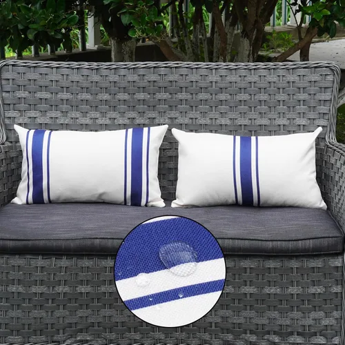 Vista 25 de ONWAY Juego de 2 fundas de almohada para exteriores impermeables de 16 x 16 pulgadas, fundas decorativas de lino, fundas de almohada de lino beige