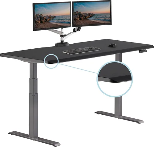 Vista 11 de Vari ComfortEdge - Escritorio de pie ajustable de 40 x 26 pulgadas, pequeño escritorio eléctrico de pie VariDesk para apartamento, dormitorio u