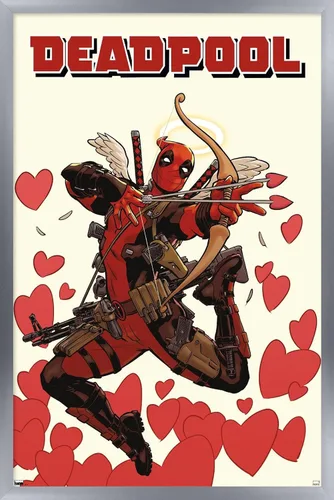 Vista 10 de Marvel Comics Deadpool - Póster de pared de Cupido, 22.4 pulgadas de largo x 14.7 pulgadas de ancho, versión enmarcada de madera de granero