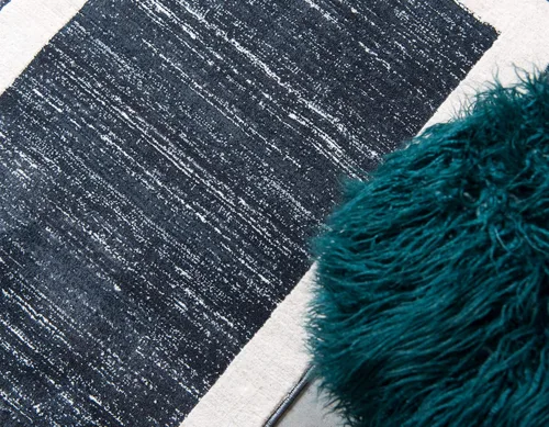 Vista 6 de Unique Loom Uptown Collection - Alfombra Yorkville (2 pies 2 pulgadas x 6 pies, color azul marino/marfil)