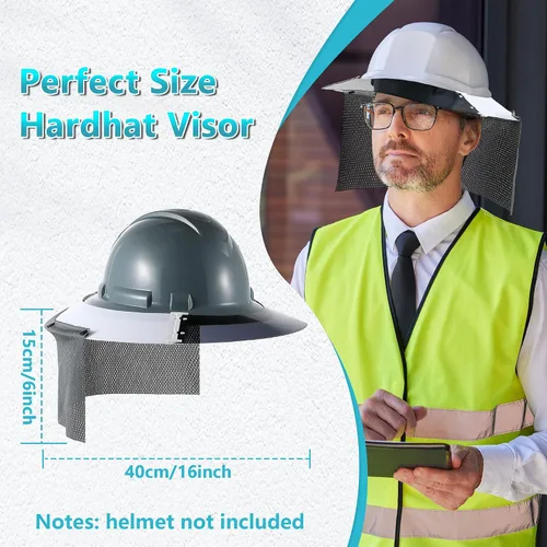 Vista 5 de Feekoon Parasol reutilizable con protector para el cuello, visera de red transpirable, para protección UV, accesorios de casco de construcción