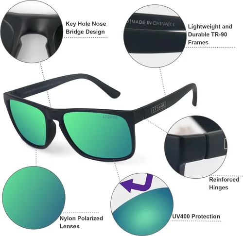 Vista 3 de Polarized Sunglasses for Men and Women Fishing Driving Sunglasses UV400 Protection Mirrored Scratch Resistant Lightweight