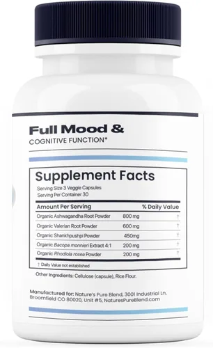 Vista 8 de Nature's Pure Blend Suplementos de Ashwagandha – Raíz y extracto orgánico de Ashwagandha para mujeres y hombres – Alivio del estrés, sueño y apoyo