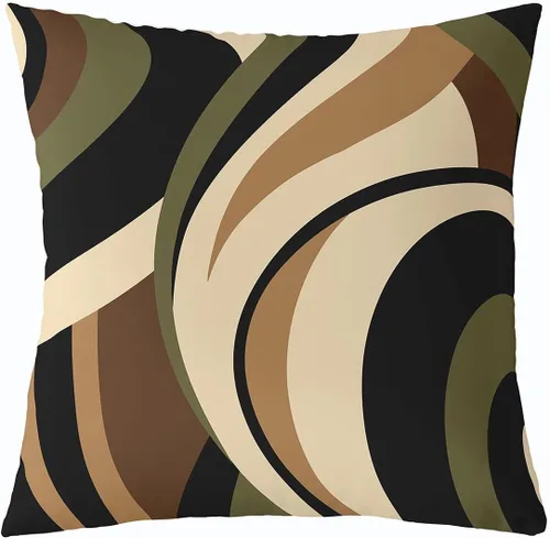 Vista 25 de Funda de almohada moderna con estampado de líneas geométricas de doble cara de 16 x 16 pulgadas, funda de almohada cuadrada suave con remolinos