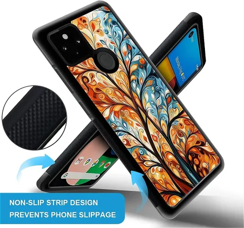 Vista 1820 de Compatible con Google Pixel 4A 5G Mobile Case Creative Acrylic Panel trasero Silicona Protección Grip especialmente diseñado para Google Pixel 4A 5G