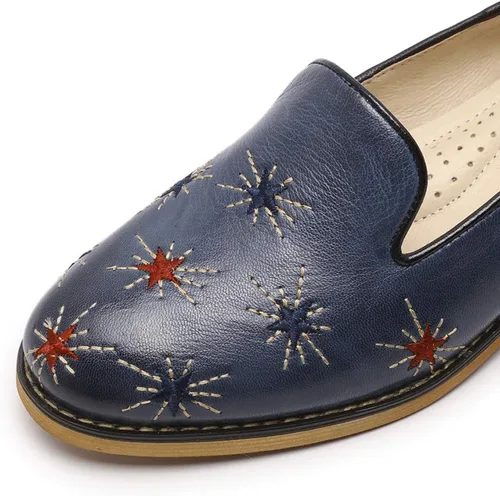 Vista 4 de Mona flying Mocasines de cuero para mujer, zapatos casuales de oficina para mujer