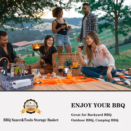 Vista 5 de Cesta de Almacenamiento de Salsa BBQ y Herramientas Rilltowpe: más conveniente para llevar herramientas de salsa BBQ al aire libre, en la playa