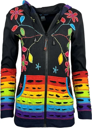 Vista 3 de Agan Traders Chaquetas bohemias con cremallera para mujer, con parches de teñido anudado, sudaderas ligeras con capucha para mujer 2025