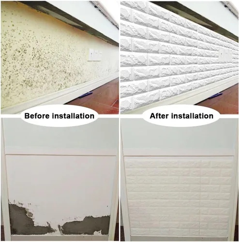 Vista 6 de Melairya Paneles de pared 3D para decoración de paredes interiores, paneles de pared con textura de espuma 3D, 20 piezas de papel tapiz autoadhesivo