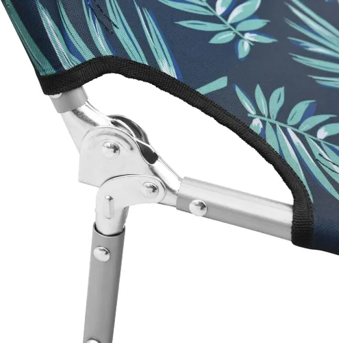 Vista 8 de Sun Lounger Leaf Print Sturdy Steel Frame Adjustable Backrest Foldable Design for Outdoor Relaxation Patio Balcony Beach Picnic Durable Fabric Green