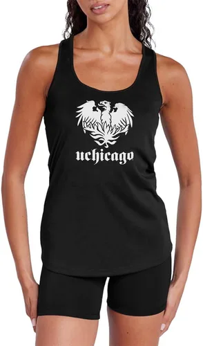 Vista 210 de Camiseta deportiva sin mangas oficial de NCAA Collegiate para mujer, con espalda cruzada, colección con logotipo primario