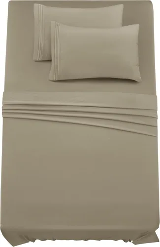 Vista 400 de LUX Décor - Juego de sábanas Twin de microfibra ultrasuave de 3 piezas con sábana encimera, sábana bajera de 16 pulgadas de profundidad y funda