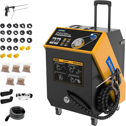 Vista 12 de AUTOOL Walnut Blaster, limpiador de válvula de admisión, kit de pistola de cáscara de nogal de 1400 W para limpieza de carbono, reciclaje de nueces