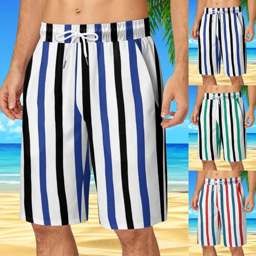 Vista 2 de Pantalones cortos de playa para hombre, pantalones cortos de cerveza especial con estampado de playa, pantalones con cordón para hombre, pantalones